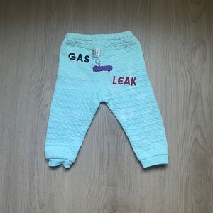 Light Blue Quilted Baby Pants with Fun Text